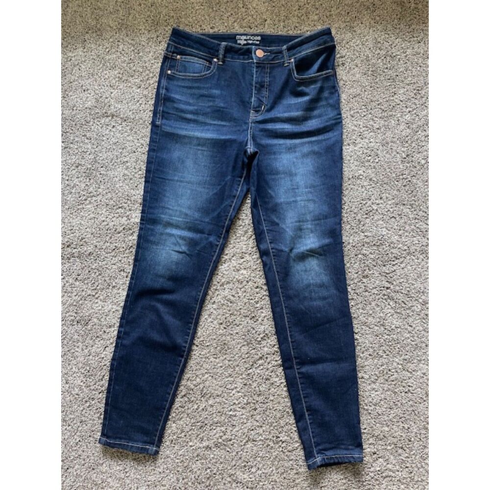 Maurices Everflex High-Rise Skinny Jeans Womens 12 Regular Dark Blue Stretch